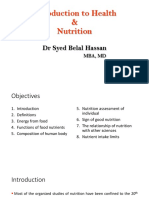 Introduction To Health & Nutrition: DR Syed Belal Hassan