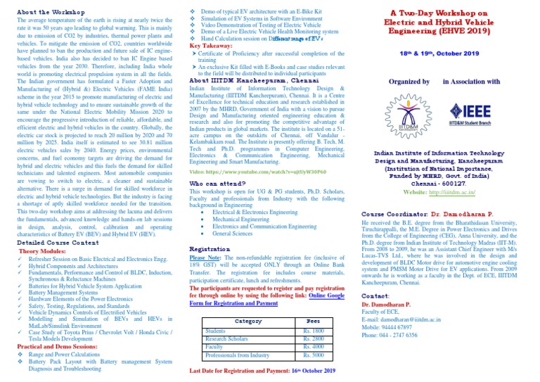 Flyer Electric and Hybrid Vehicle Engineering (EHVE 2019) On 1819 Oct