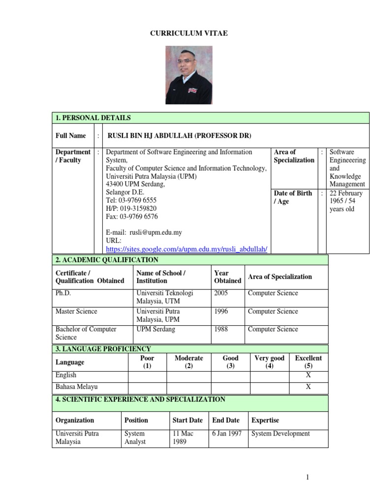 CV Prof DR Rusli Abdullah - All-New  PDF  Academic Degree 
