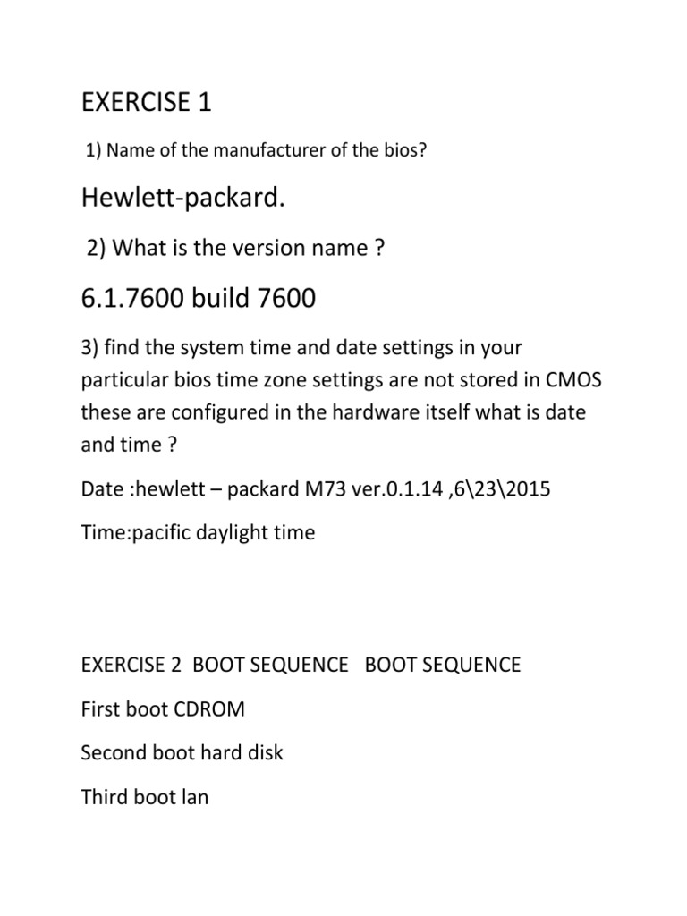 BIOS Settings and Boot Sequence Guide | PDF