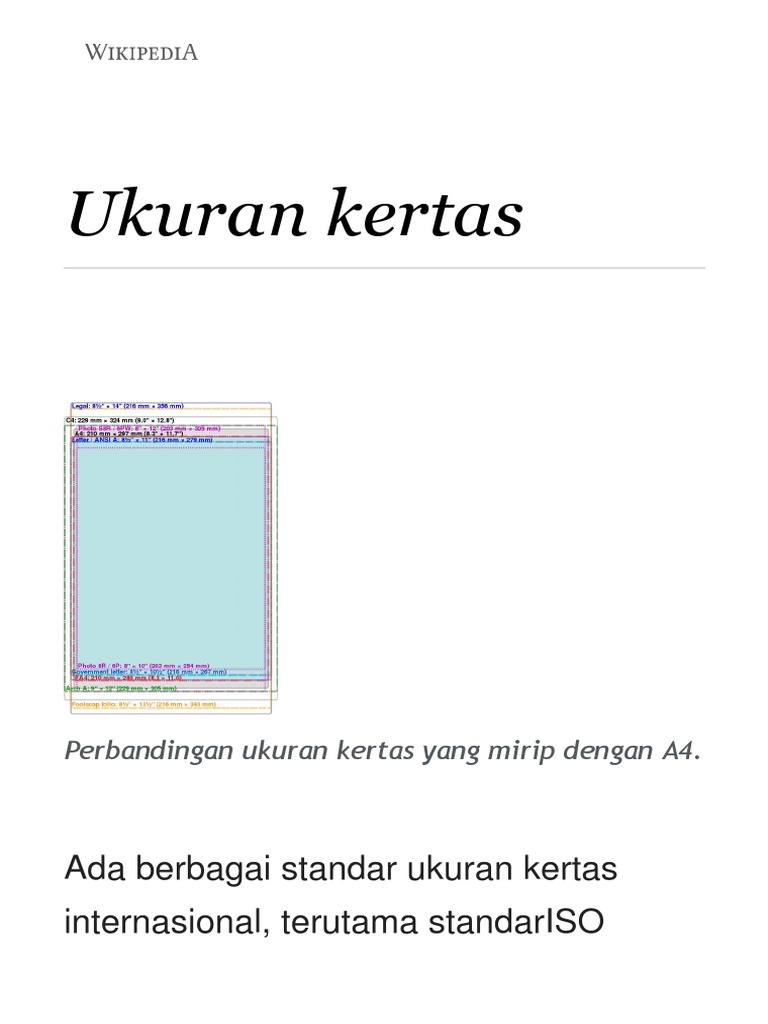 Ukuran Ukuran Kertas. | PDF