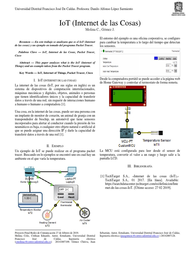 Análisis del IoT con Packet Tracer | PDF | Internet de las Cosas ...