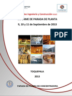 Informe de Parada de Planta 9, 10 y 11 de Septiembre de 2013