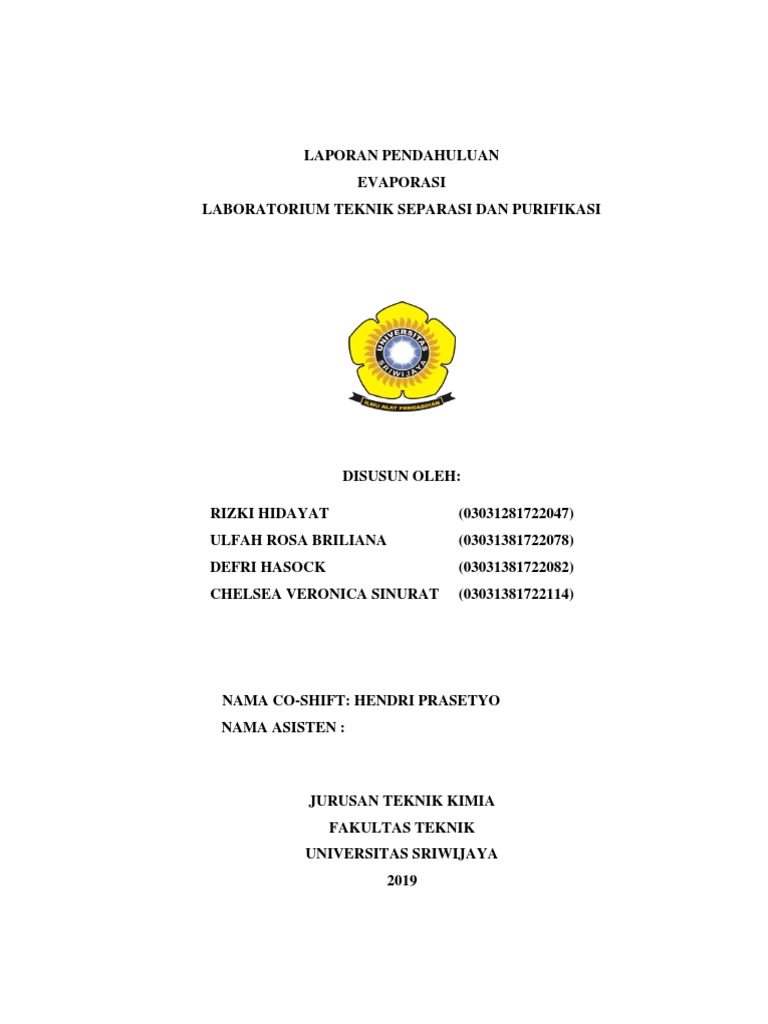 Laporan Pendahuluan Evaporasi | PDF