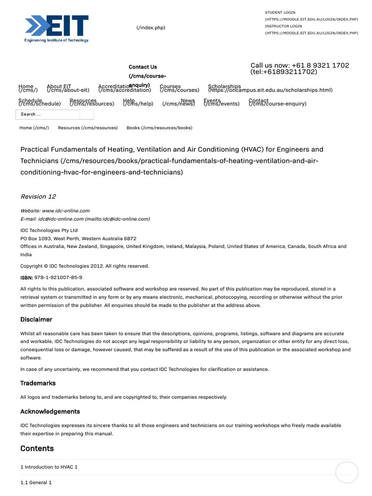 Practical Fundamentals of Heating, Ventilation and Air Conditioning (HVAC) For Engineers and
