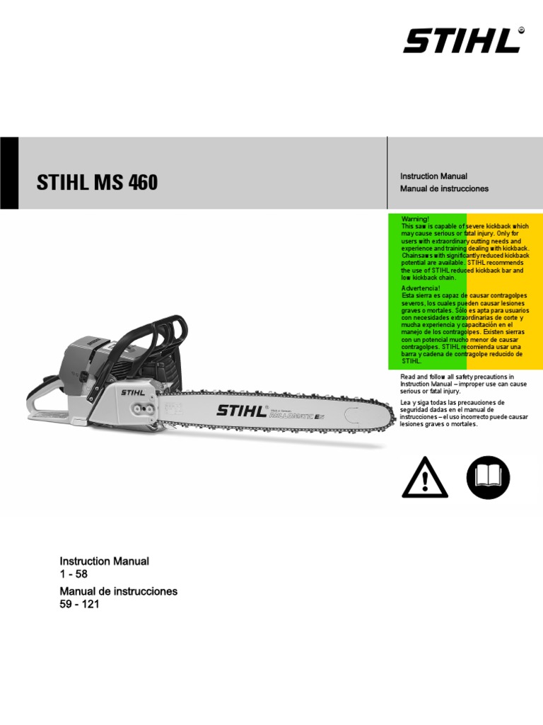 STIHL MS 460 Manual PDF Manufactured Goods Nature