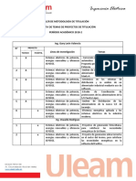 Temas de Proyectos de Titulación 2018-2