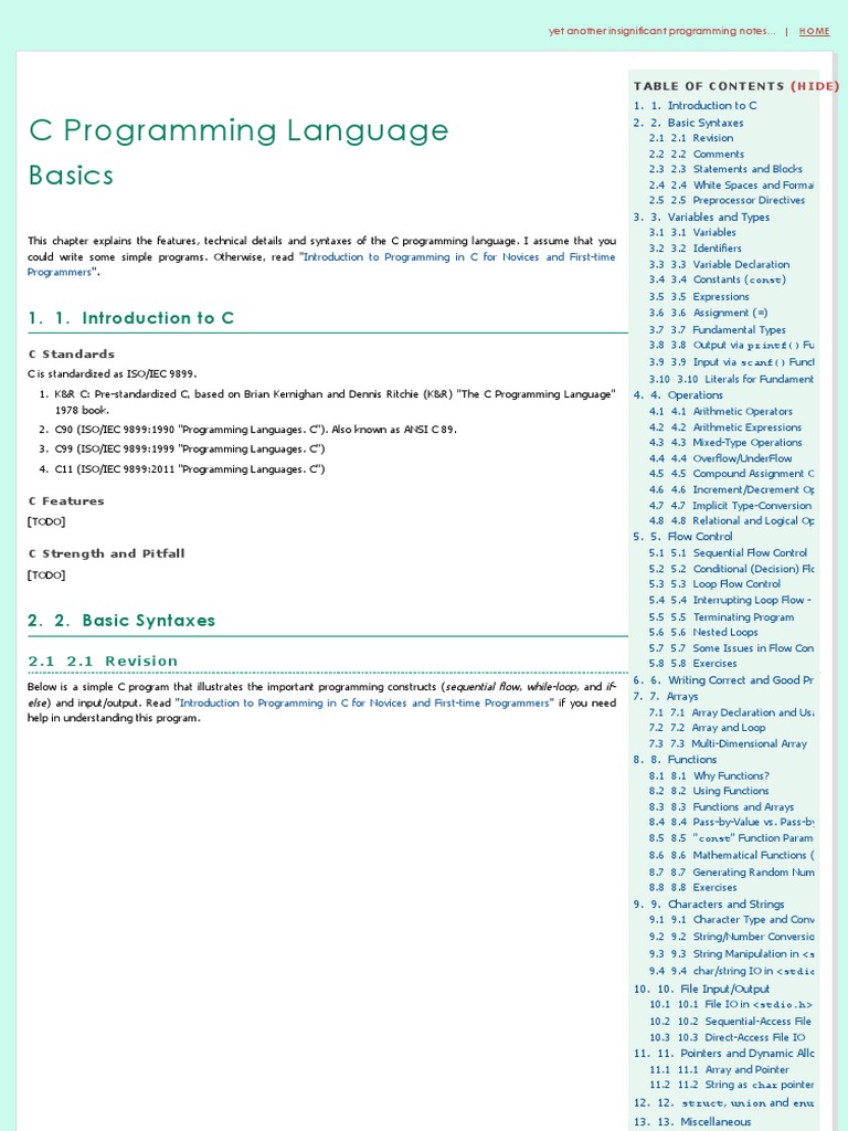 C Basics - C Programming Tutorial | PDF | C (Programming Language ...