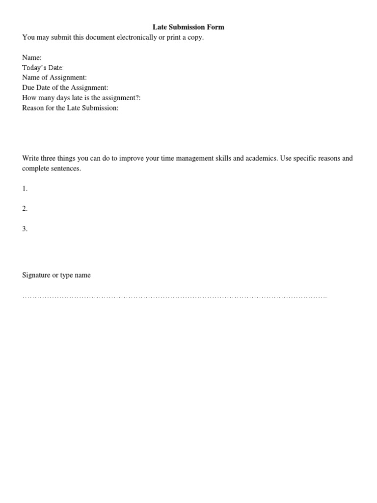 Late Submission Form Template | PDF
