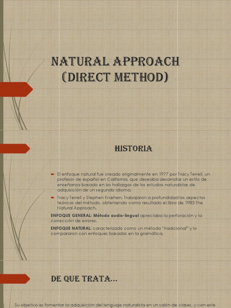 Natural Approach Direct Method | PDF | Aquisición de idioma | Maestros