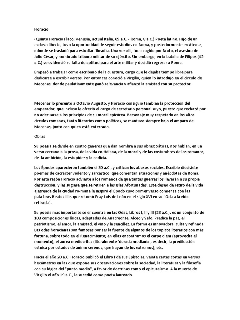 Poetas romanos: Horacio, Ovidio y Séneca | PDF | Horacio | Séneca El Joven