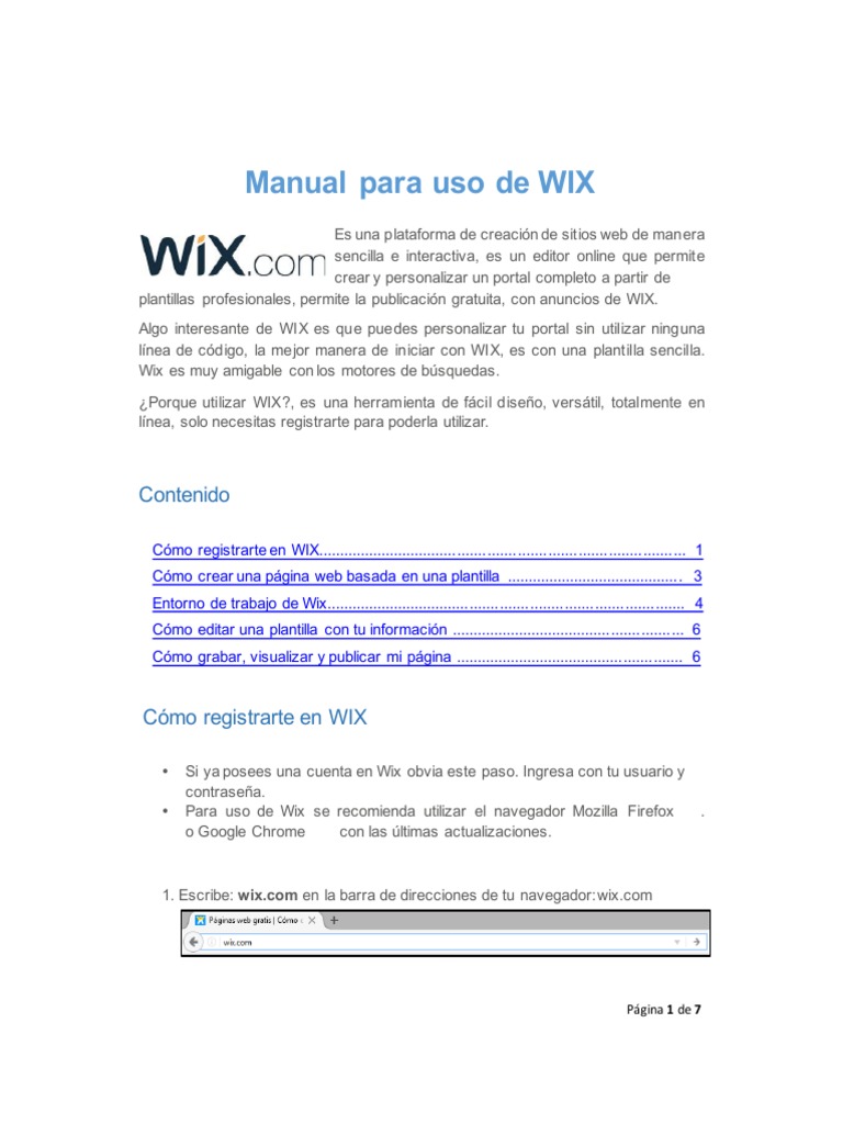 Manual De Wix Pdf Página Web Point And Click