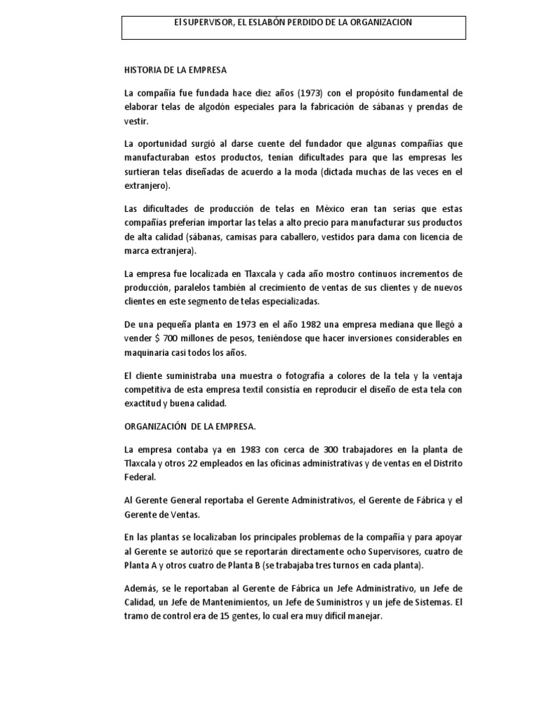 El Supervisor El Eslabon Perdido de La Organizacion | PDF | México |  Economias