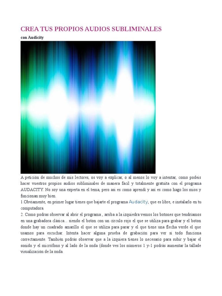 Crea Audios Subliminales con Audacity | PDF | Frecuencia | Sonido