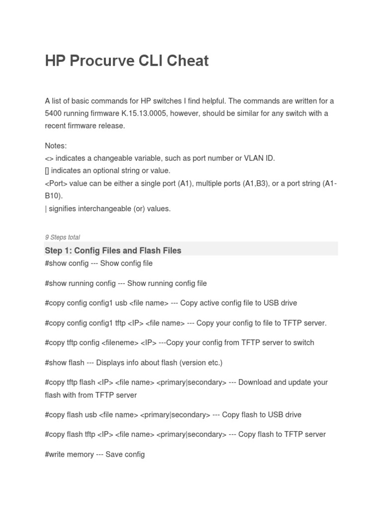 Hp Procurve Cli Cheat Sheet | hp procurve command line interface ...