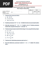 Soal Persamaan Kuadrat 