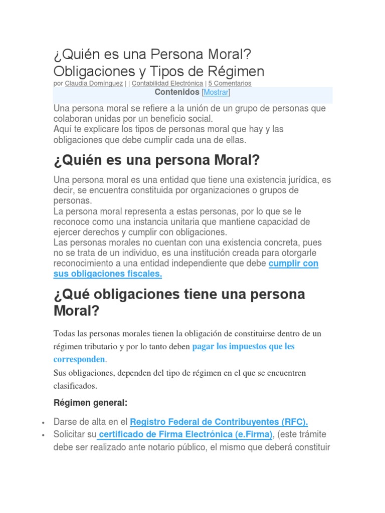 Guía de Personas Morales y Obligaciones | PDF | Impuestos | Sociedad de ...