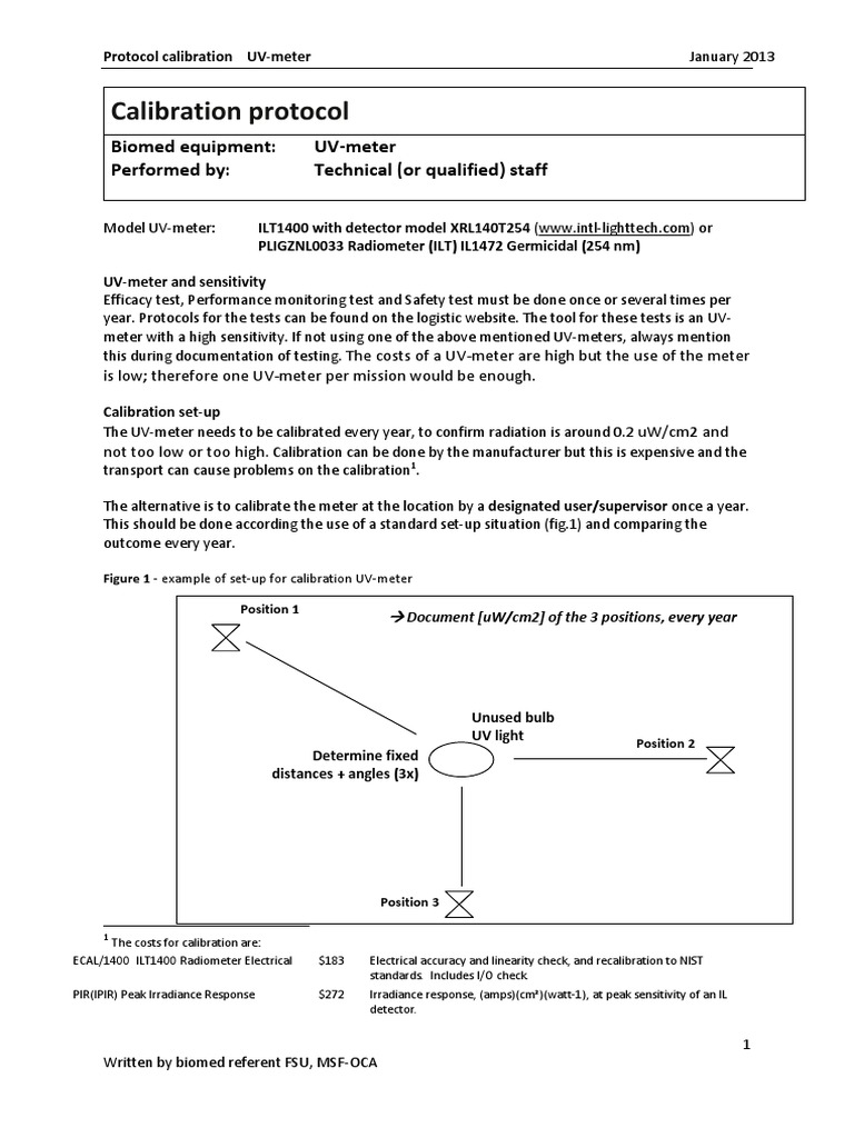 Calibration of Light Meter PDF Calibration Ultraviolet