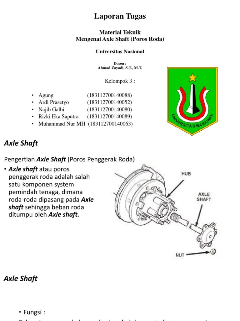 Fungsi dan Proses Axle Shaft Roda | PDF | Teknologi & Rekayasa