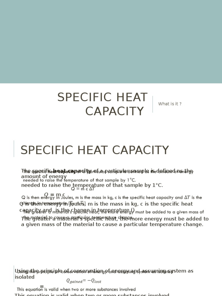 Determining Specific Heat Capacities through Calorimetry Experiments