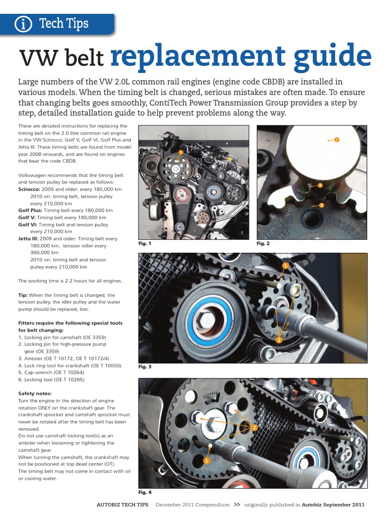 VW 2.0 TDI Timing Belt Replacement Guide | PDF | Belt (Mechanical ...