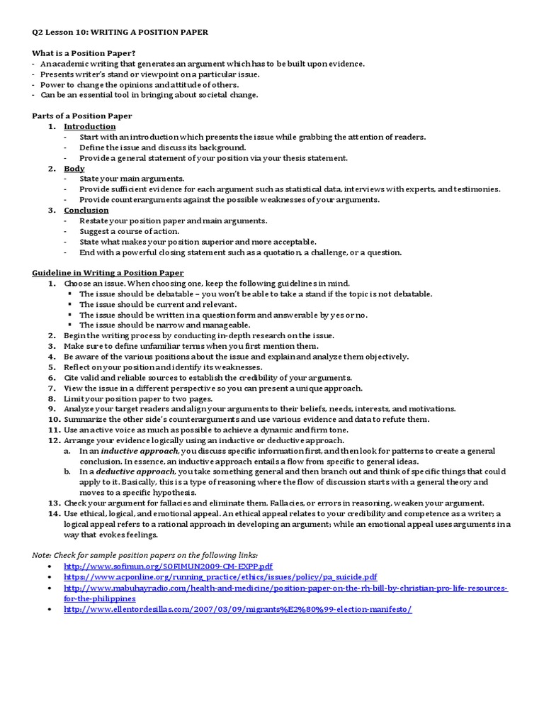 Writing Effective Position Papers | PDF | Inductive Reasoning | Argument