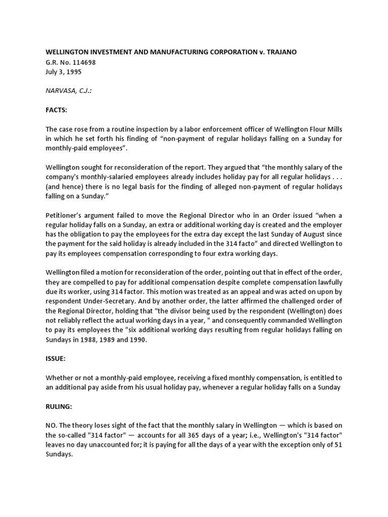 Wellington Investment and Manufacturing Corporation v. Trajano PDF