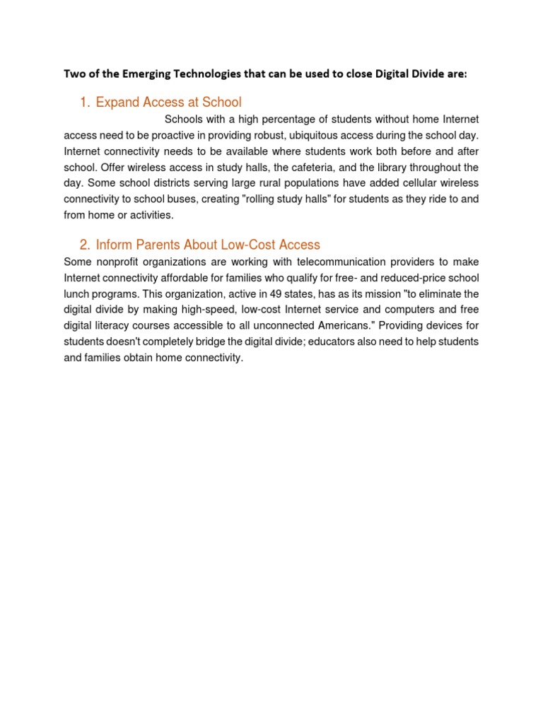 Closing the Digital Divide in Schools | PDF