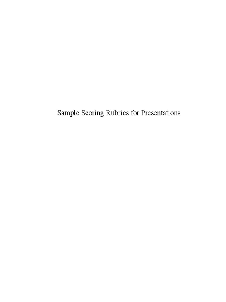 Sample Scoring Rubrics For Presentations | PDF | Rubric (Academic ...
