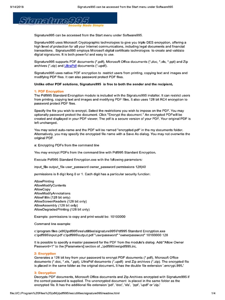 Signature995 Help | PDF