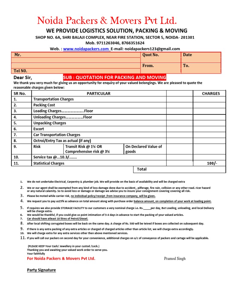 Quotation Insurance Transport