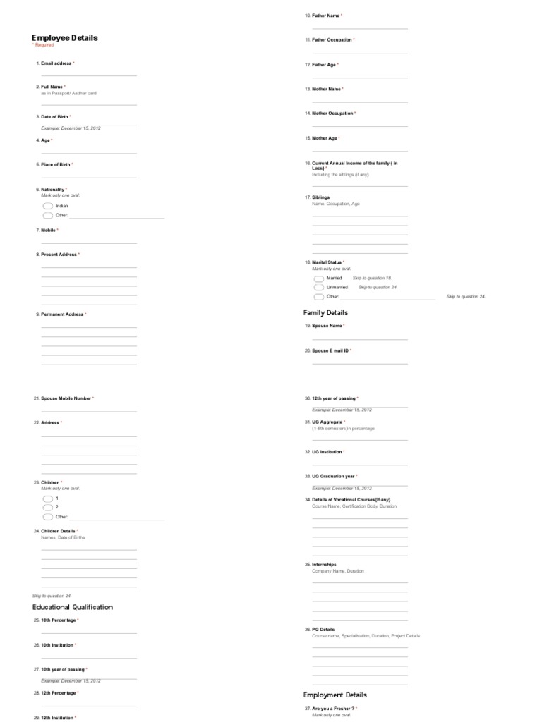Employee Details Google Forms PDF Cheque Business