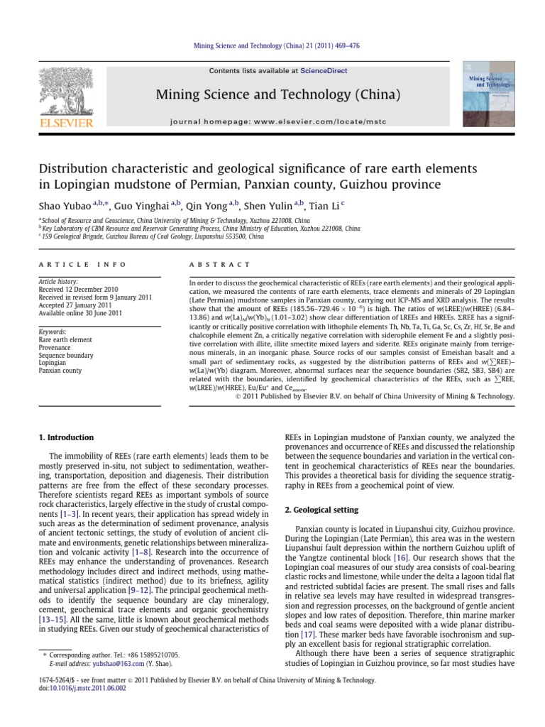 Distribution Characteristic and Geological Significance of Rare Earth ...