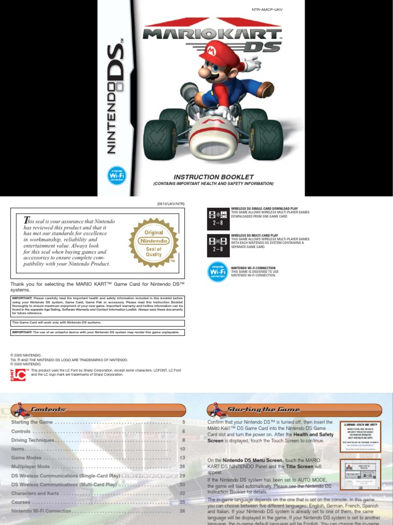 Manuel Mario Kart DS - Nintendo DS - Jeu Vidéo - Très Bon état