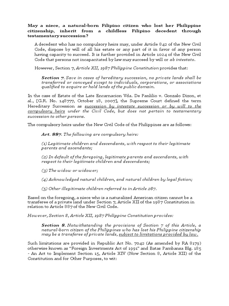 Hereditary Succession in the Philippines | PDF | Inheritance | Intestacy