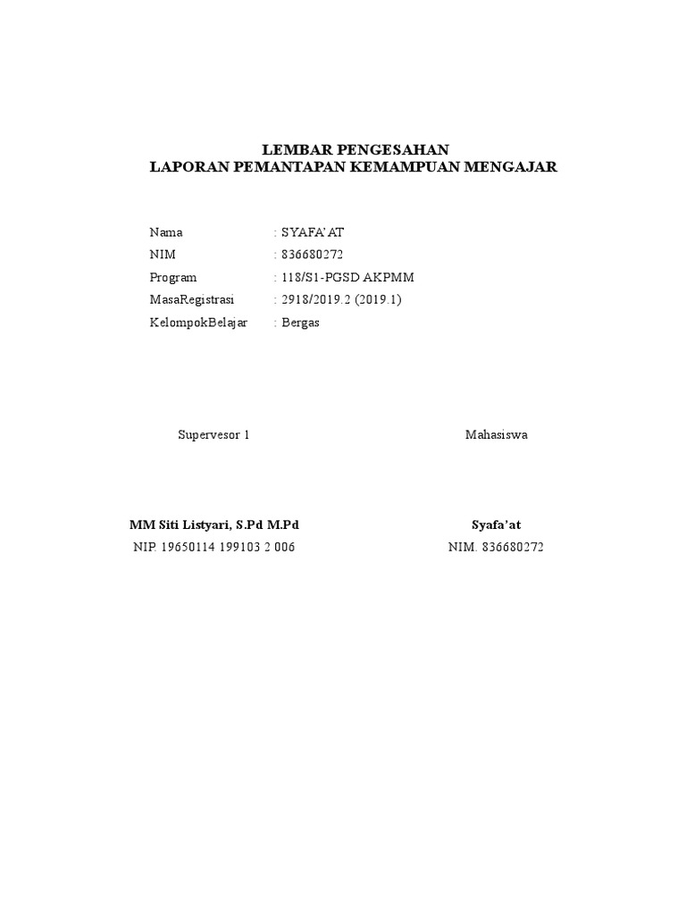 Lembar Pengesahan Laporan Pkm Doc