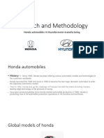 Research and Methodology: Honda Automobiles Vs Hyundai Motor Manufacturing