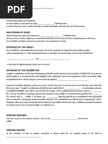 60TH Birthday Bday Script