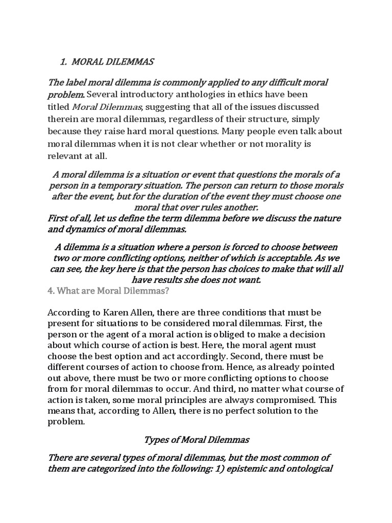 What Are Moral Dilemmas Morality Good And Evil