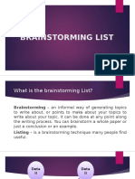 Brainstorming List