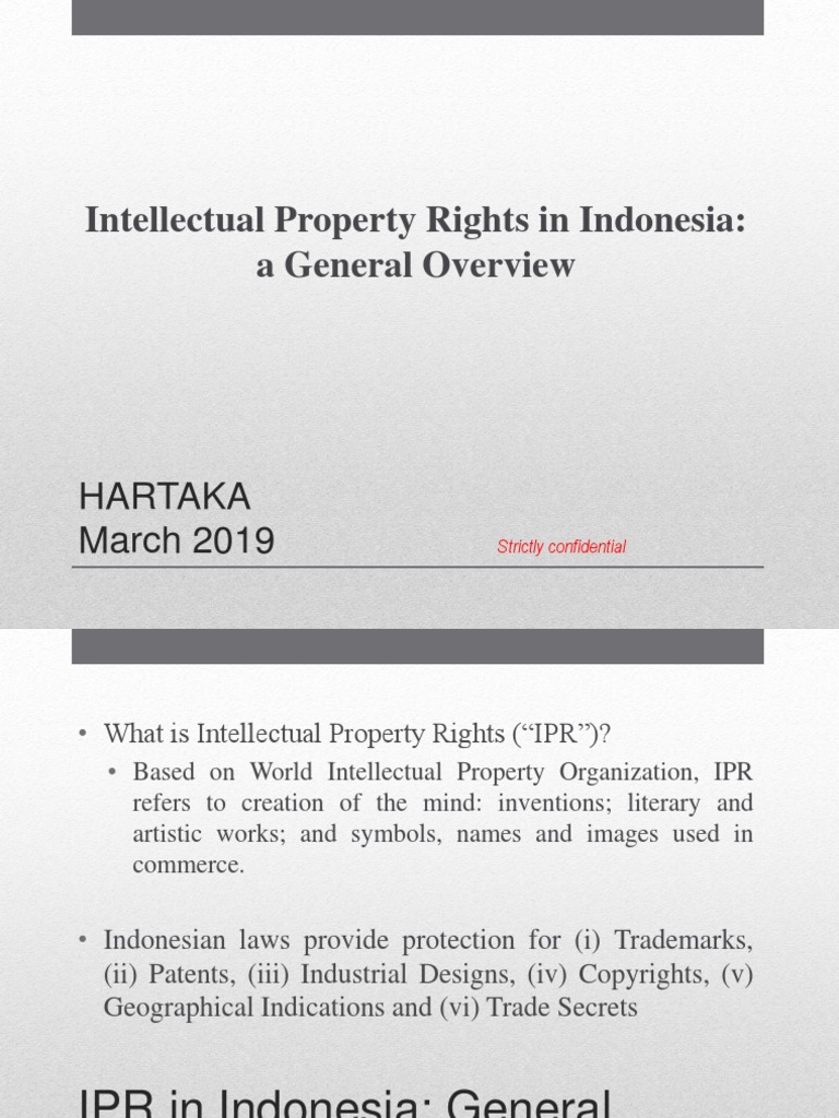 Intellectual Property Rights In Indonesia A General Overview Pdf