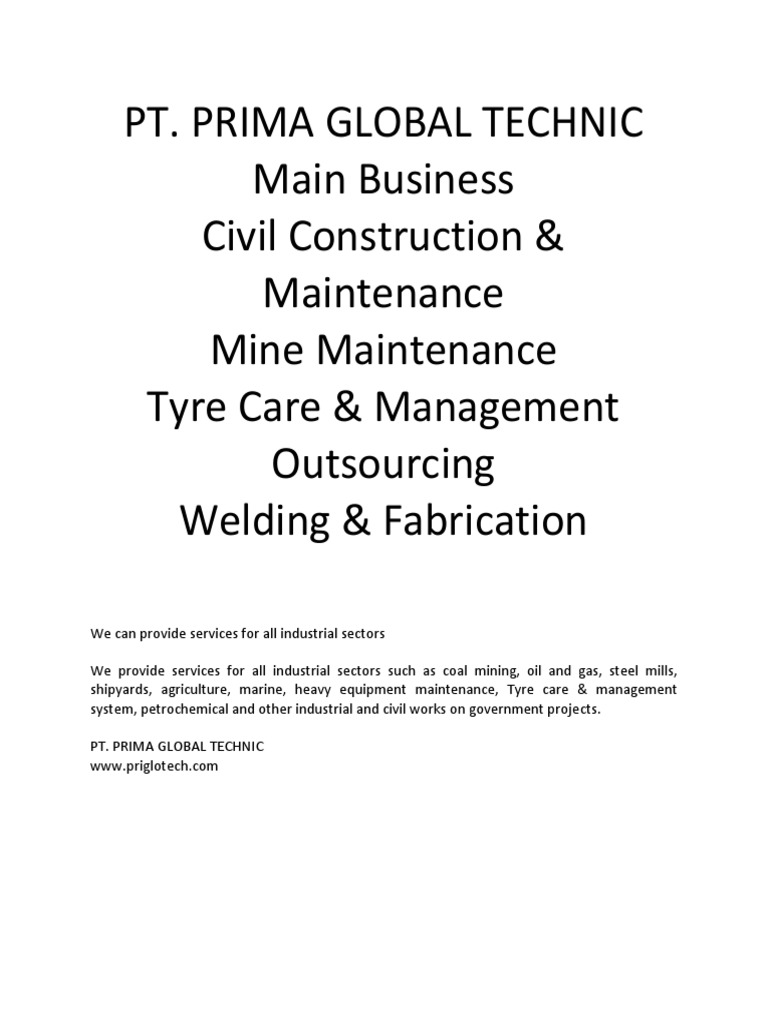 Industrial Services by PT. PRIMA GLOBAL | PDF | Business