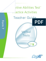 Cognitive Abilities Test Practice Activities: Teacher Guide