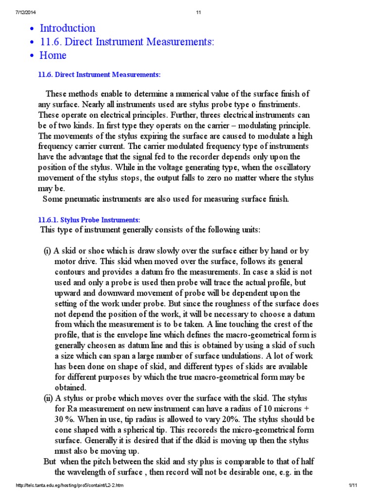 11.6. Direct Instrument Measurements | PDF | Surface Roughness | Mean