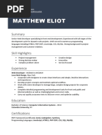 Matthew Eliot: Web Developer - 09/2015 To 05/2019 Luna Web Design, New York