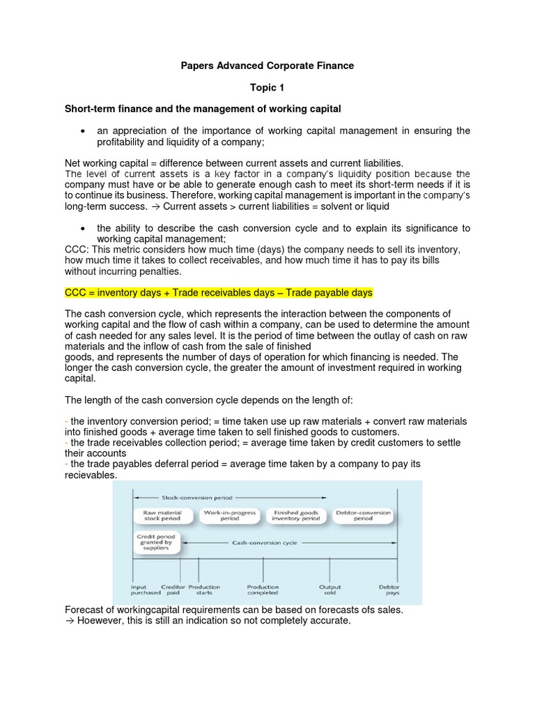 Papers Advanced Corporate Finance | PDF | Working Capital | Credit
