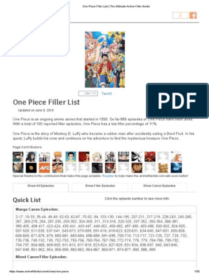 One Piece Filler List The Ultimate Anime Filler Guide