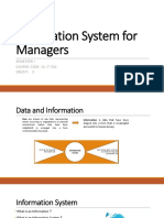 Information System For Managers: Semesteri Cours E Code: S L I T 5 0 1 CR E Di T: 3