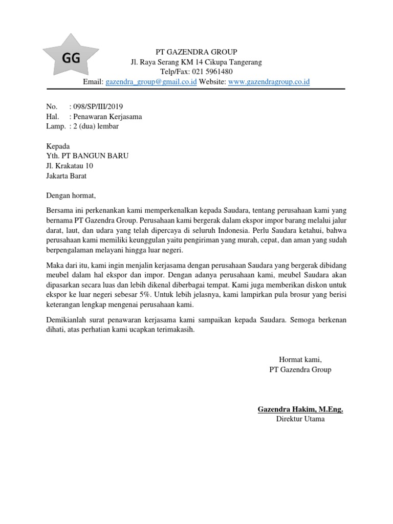 Surat Penawaran Kerjasama | Pdf