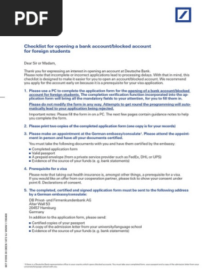 Pk Kredit Finanzierung Db International Opening A Bank Account For Foreign Students Transaction Account Identity Document